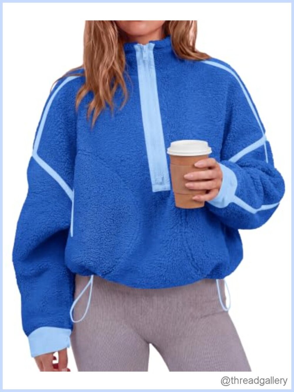 Womens Half Zip Fleece Sherpa Pullover Sweatshirt Mock Neck Pockets
